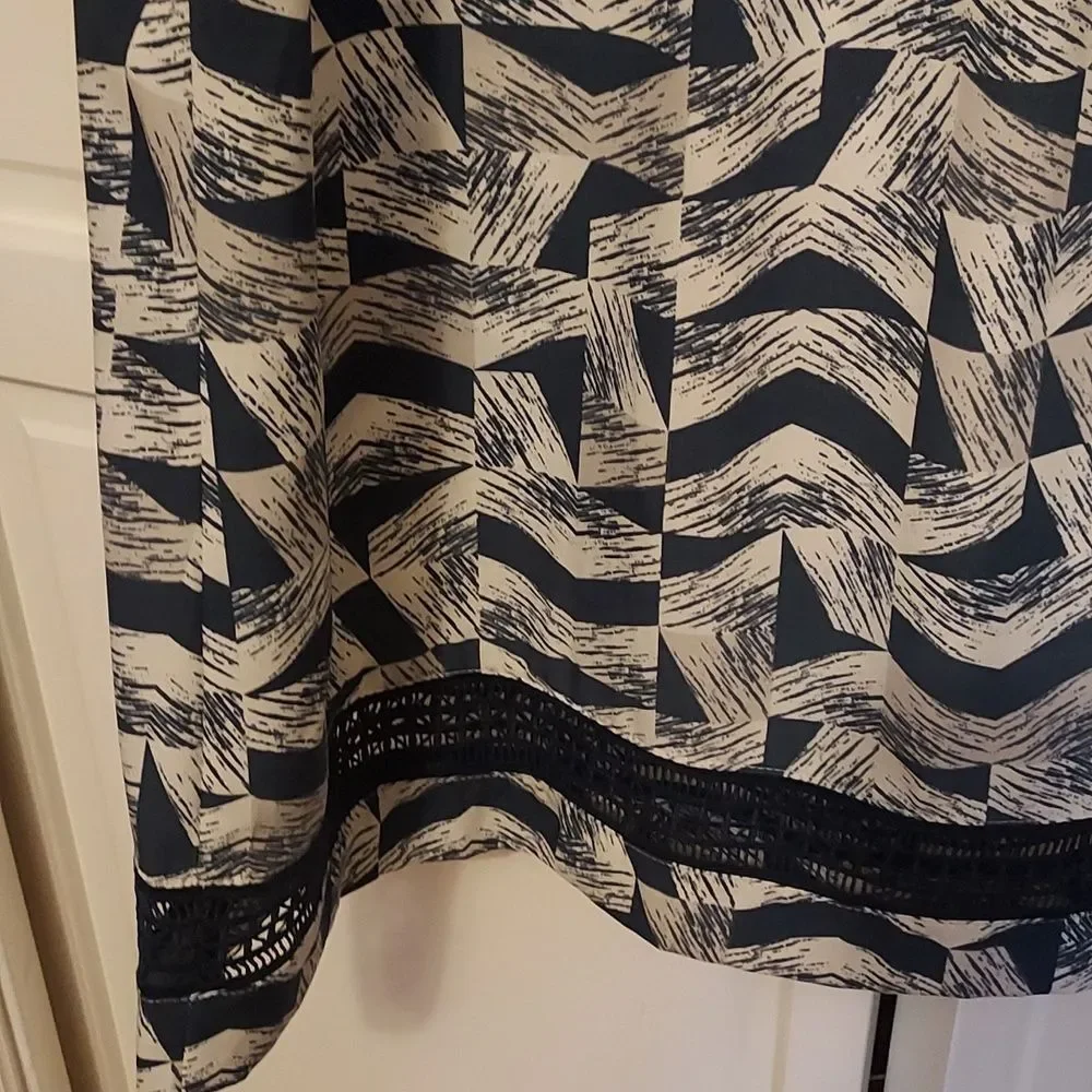 Alfani Blue and White Geometric Pattern A-Line Shift Dress Size 8
